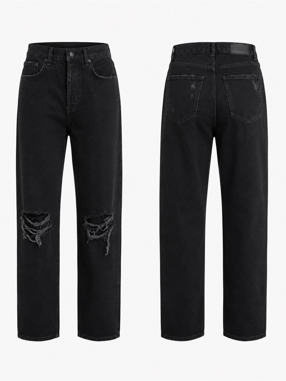 Rails The Atwater Slouchy Straight Black Distressed Jeans Size 25 100% Cotton
